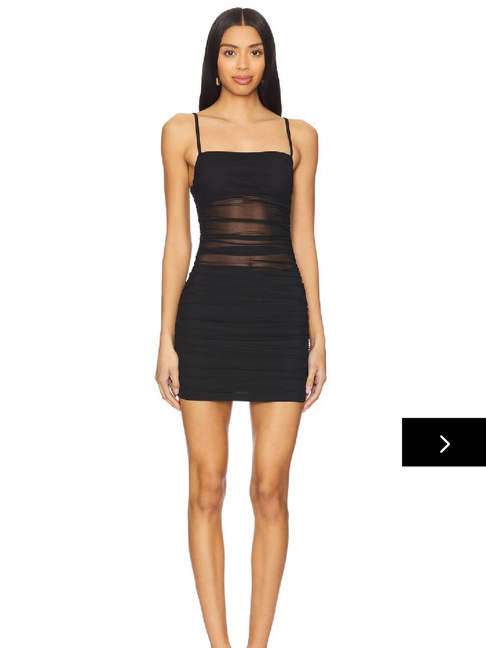 superdown Black Mesh Ruched Mini Dress